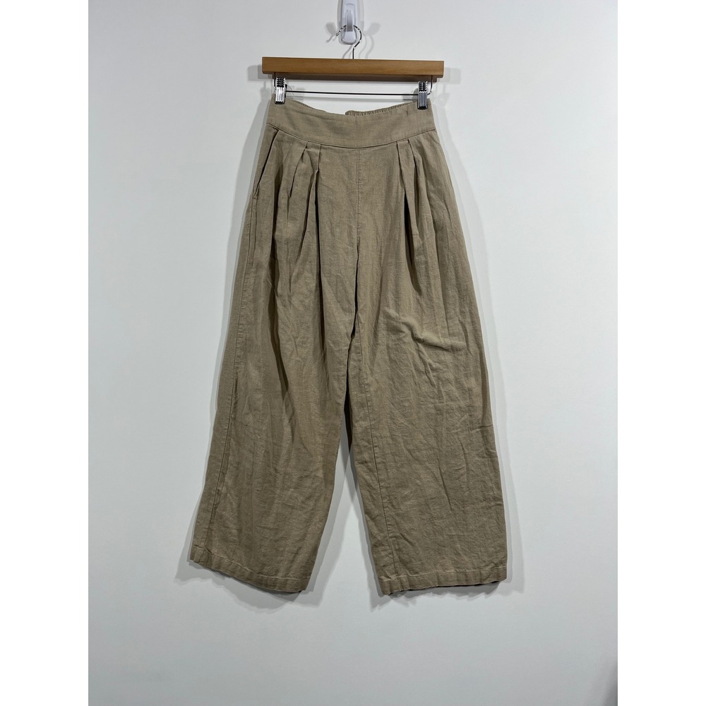 Abercrombie Fitch Linen Blend Wide Leg Coastal Pants Womens XS Old Money Resort - Picture 2 of 14